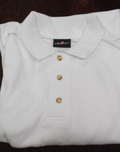 Dye Sublimation Hanes Softlink White Short Sleeve golf shirt LARGE
