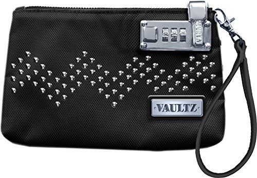 Vaultz 5.5 x 8 Inches Locking Wristlet, Black with Studs (VZ00761)
