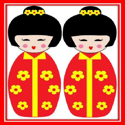 30 Custom Red Kokeshi Doll Art Personalized Address Labels