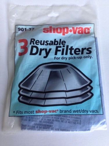 GENUINE Shop Vac 901-37 Reusable Dry Filters 3 Pack - NEW &amp; SEALED