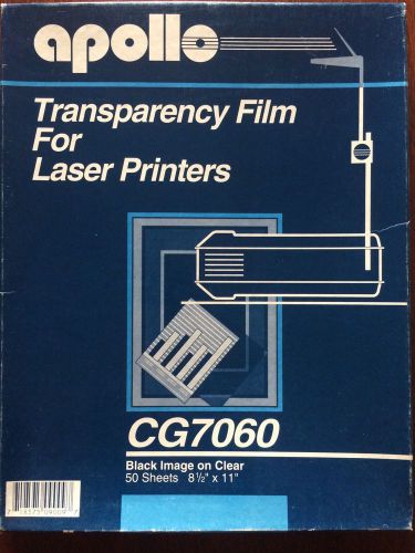 Apollo Transparency Film For Laser Printers CG7060 Open Box 40 Sheets 8 1/2 X 11