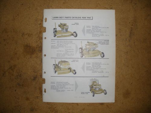 Vintage Lawn Boy 1961 Parts Catalog Gas Engine Mower Identification Manual Book