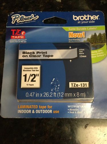 Brother 1/2&#034; (12mm) Black on Clear P-touch Tape for PT200, PT-200 Label Maker