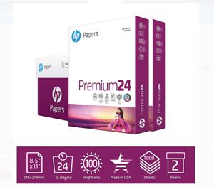 Printer Paper, Premium 24 lb., 8.5&#034; x 11&#034;, 2 Ream, 1000 Sheets