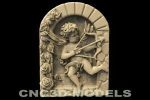 3D STL Model for CNC Router Carving Artcam Aspire Cherub Angel Baby Wings D145