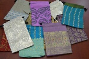 24 PCS HANDMADE DRAWSTRING JEWELRY GIFT POUCHES BAGS 4&#034; x 6&#034; #8022