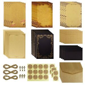 Dxhycc Vintage Stationary Paper and Envelopes Set, Aged Paper Writing Paper S...