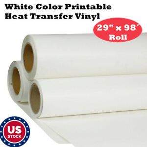 29&#034; x 98 Roll White Color Printable Heat Transfer Vinyl for T-shirt Fabric