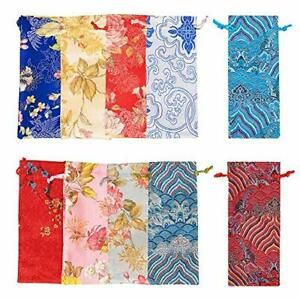 10pcs 10 Colors Silk Drawstring Bag Chinese Silk Brocade Drawstring Pouch