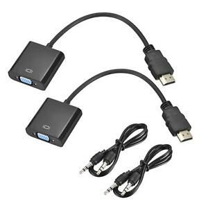 2pcs HDMI to VGA Cable,HDMI to VGA Adapter with Stereo Cable