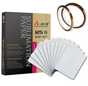 Bundle A-SUB 125g 110 Sheets Sublimation Paper 8.5x11+ Blank Mouse Pad + Tape