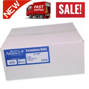Alliance 2 Ply Carbonless Receipt Rolls 3&#034; x 90&#039;  2-Ply White/Canary - 50 Rolls