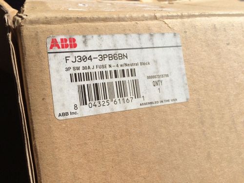 ABB FJ304-3PB6BN 3P 30A Class J Nema 4 Enclosed Disconnect *NEW IN BOX!*