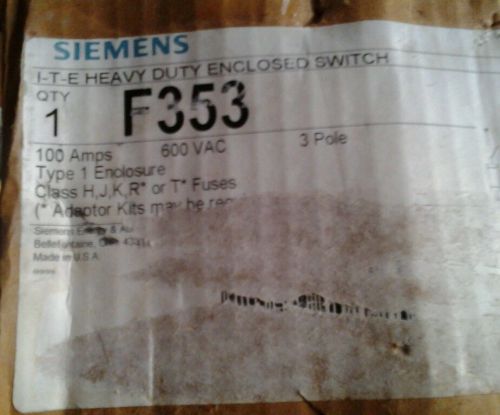 Siemens 100 Amp Safety Switch F353 600 VAC ***