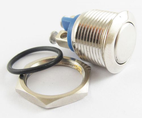 1pc Metal Flat Push Button Momentary Horn Waterproof Switch 12V 16mm QN16-A1 New