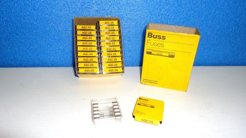 BUSS FUSES AGC25 -100 FUSES IN 20-5 IN CONTAINERS BUSSMAN FREE SHIPPING