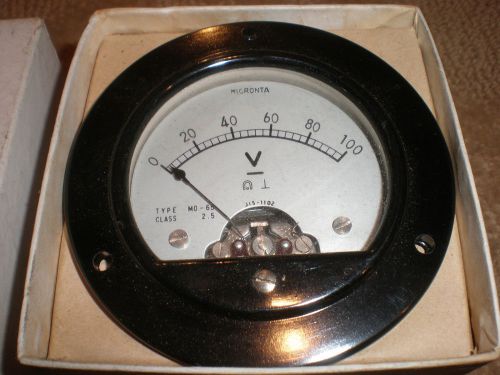 Vintage nos in box micronta 0 - 100 volt round gauge j15-1102 ~ mo-65 - japan for sale