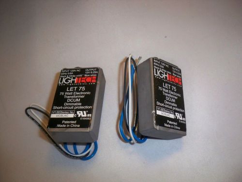 Lot of 2 lightech let-75 electronic transformer 110 to 12 volt for sale