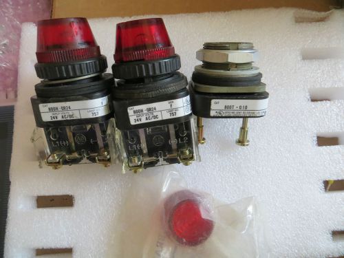 2x ALLEN BRADLEY 800H-QR24 PILOT LIGHT RED &amp; Extra, Nice Used Tested