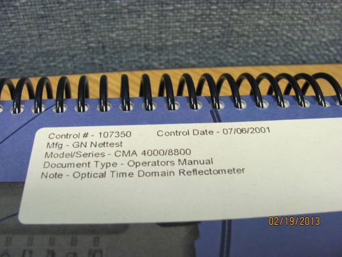 GN NET TEST MODEL CMA4000/8800: Optical Domain Time Reflectometer - Ops Manual
