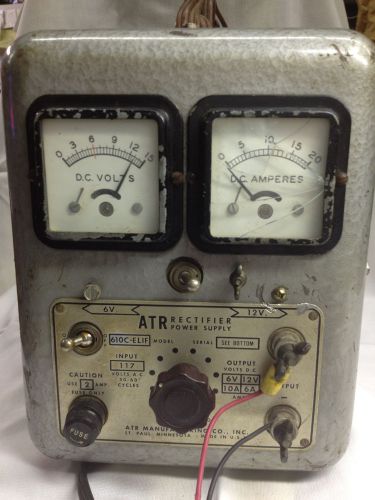 Vintage atr ac ~ dc power supply 110vac - 6 &amp;12vdc.  model 610c-elif for sale