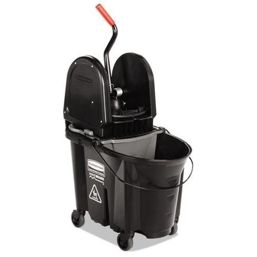 Rubbermaid® commercial executive wavebrake down-press mop bucket, black, 35 quar for sale
