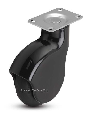 4SGCTP 4&#034; Black Genesis Swivel Plate Caster, Monotech Wheel, 225 lbs Capacity