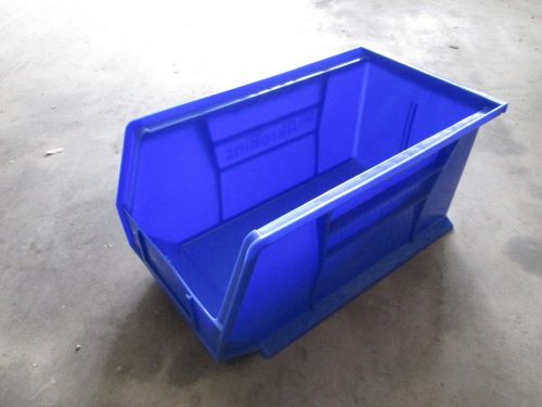 (10) 10-7/8&#034;x5-1/2&#034;x5&#034; plastic storage stacking stack bin plastibin akrobin blue for sale