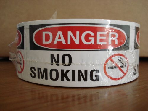 DANGER NO SMOKING - Roll of 100+ Stickers Safety Sign - 3 x 1.5 inches