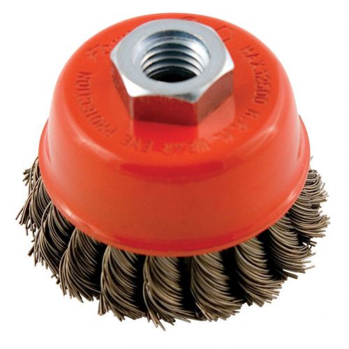 FORNEY  3&#034; KNOTTED WIRE CUP BRUSH 5/8-11 ARBOR FITS MOST 4&amp;4 1/2&#034; ANGLE GRINDER.