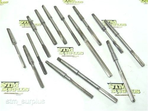 Nice lot of 14 hss morse taper reamers 1/4&#034; to 7/16&#034; with 1mt cleveland for sale