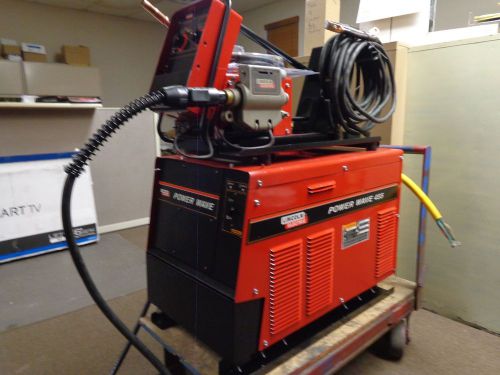 Lincoln power wave 455 w/ power feed 10 mig stick fcaw pulsed mig welding welder for sale