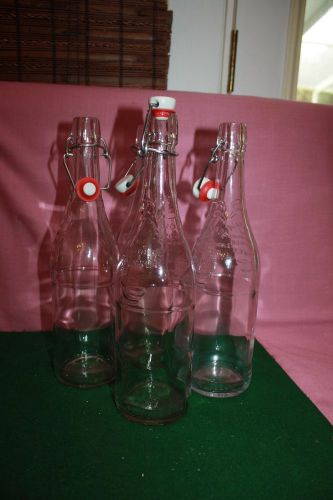 4 Clear Glass Bottles  Wire Flip Top 750 ml