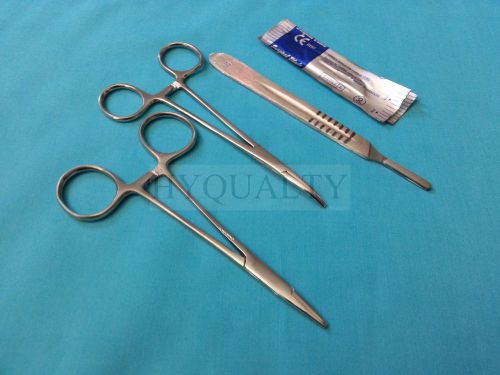 WEBSTER NEEDLE HOLDER 5&#034;+MOSQUITO FORCEPS CRV 5&#034;+SCALPEL HANDLE #4+5 BLADES #23