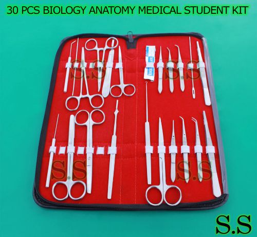 30 PCS BIOLOGY LAB ANATOMY MEDICAL STUDENT DISSECTING KIT+SCALPEL BLADES #20