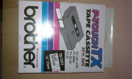 BROTHER P-TOUCH TX-1311 Black on Clear 1/2&#034; X 50ft tape NIB