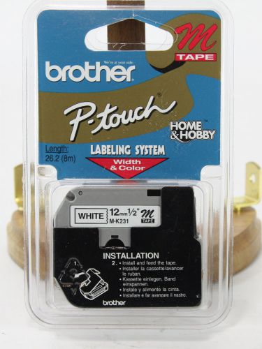 Genuine Brother P-Touch M-K231 1/2&#034; White Label Tape, NIP