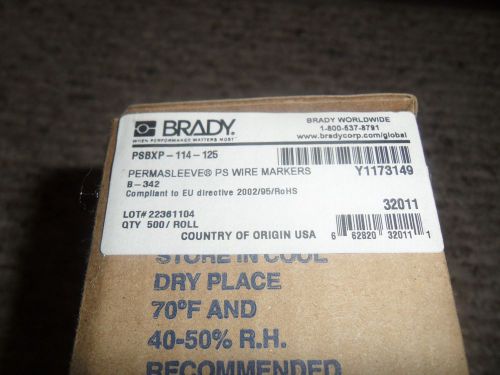 Brady Perma-Sleeve Marker PSBXP-114-125 32011 Wire Marker Sleeves 500 pc&#039;s NIB