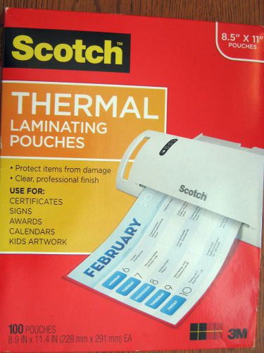 SCOTCH THERMAL LAMINATING POUCHES  100   8.5&#034; x 11&#034;  NEW IN BOX