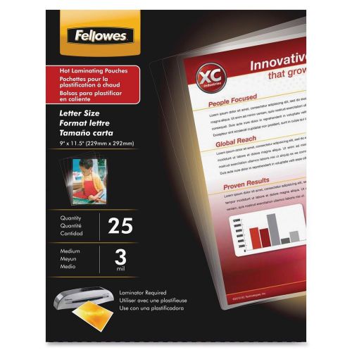 Fellowes fel5200509 3mil glossy laminating pouches pack of 150 for sale