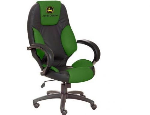John Deere Leather Desk Chair Black and Green LP53541