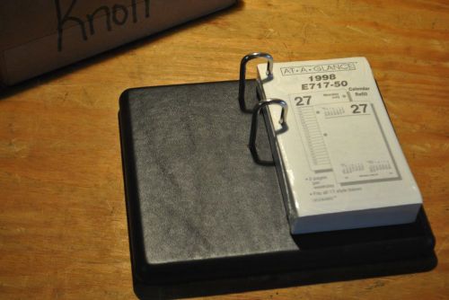 Vintage New Knoll Metal Desk Calendar 3309-BK Black Leather