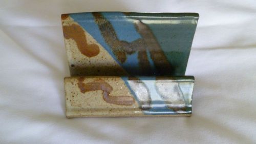 Blue &amp; Brown Pottery Business Card Holder