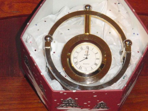 Desk / Shelf Clock (Brass Silver) &#034;Boss&#034;  Nice Christmas Gift for Man