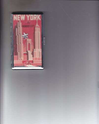 Red New York The Wonder City Mirror Tissue Cigarette  Card Holder Case!