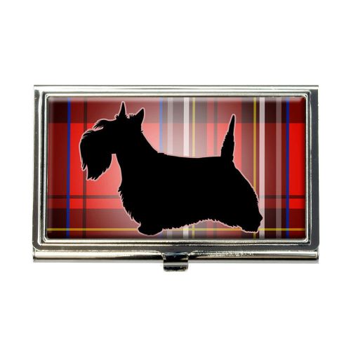 Scottie dog on red plaid scottish terrier business credit card holder case for sale