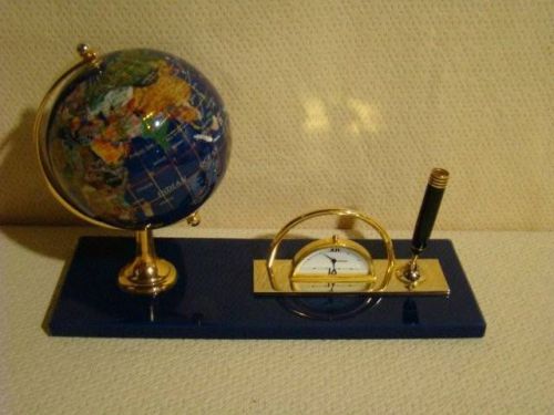 4&#034; Lapis World Globe Desk Set