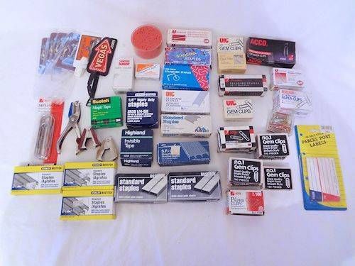 Wholesale Junk Drawer Lot Office Supplies Paper Clips Staples, Luggage Tags,