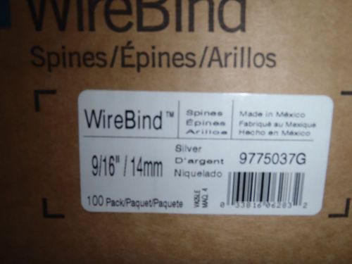 Gbc wirebind 14mm (9/16&#034;) silver #9775037g.  box contains 48 spines. for sale