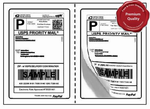 1000 Perforated Shipping Labels Round Corner 2 Labels/Sheet USPS UPS eBay PayPal